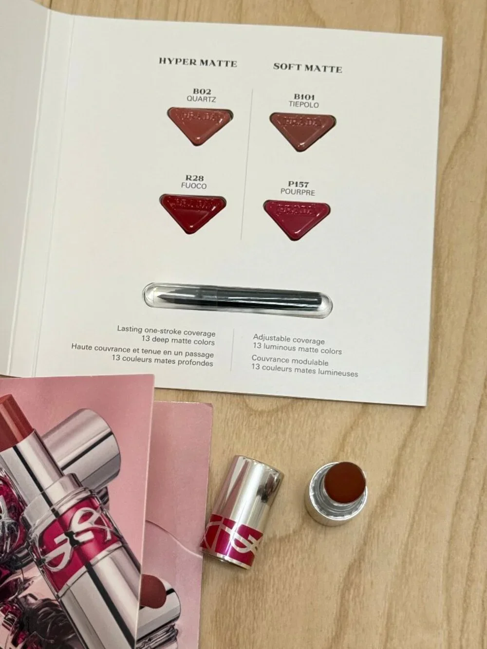 YSL Candy Glaze Lipstick and Prada Monochrome Lip samples